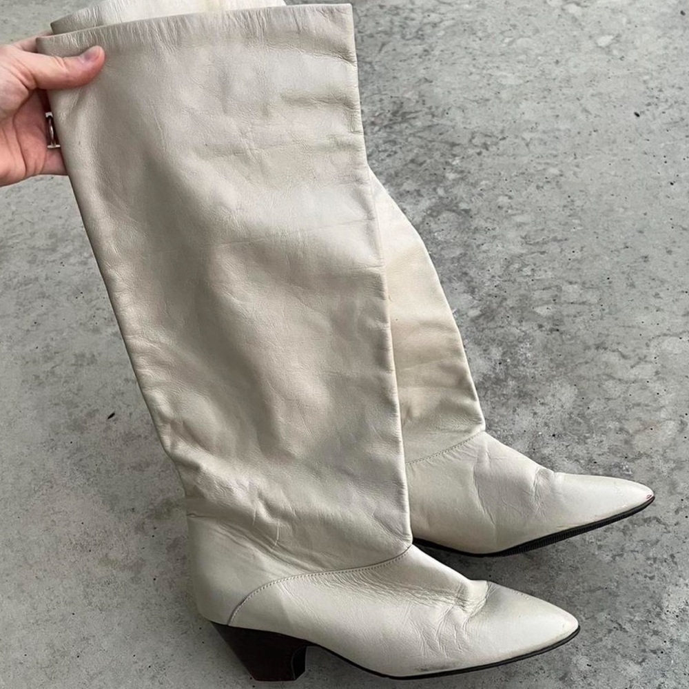 Vintage 70s Cobbies White Leather Boots